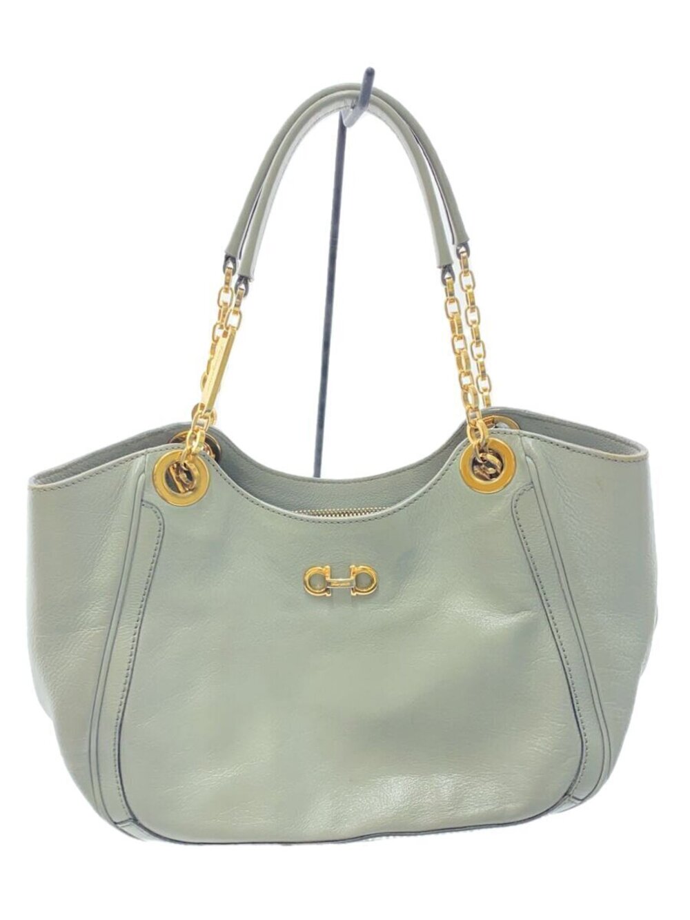 Salvatore Ferragamo Gancini Shoulder Bag Leather Gray